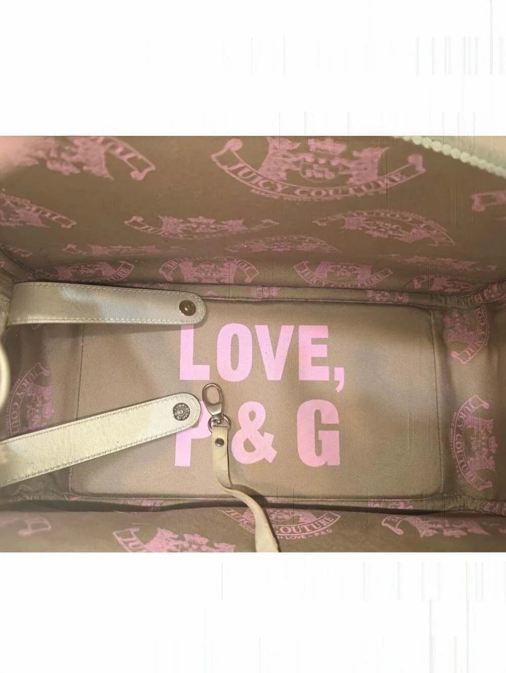Vintage Juicy Couture Pet Animal Carrier Bag with Crossbody Strap Gold Tan Color